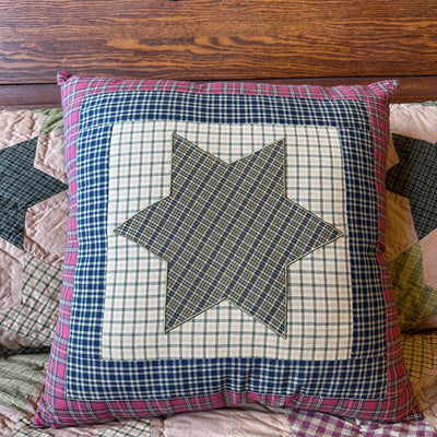 Tea Cabin Tumbling Star Pillow 18" Filled - Primitive Star Quilt Shop