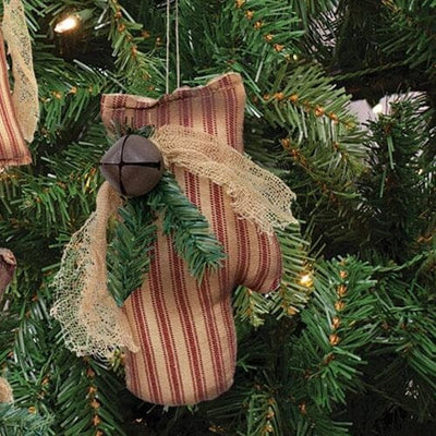 Ticking Stripe Mitten Ornament - Primitive Star Quilt Shop