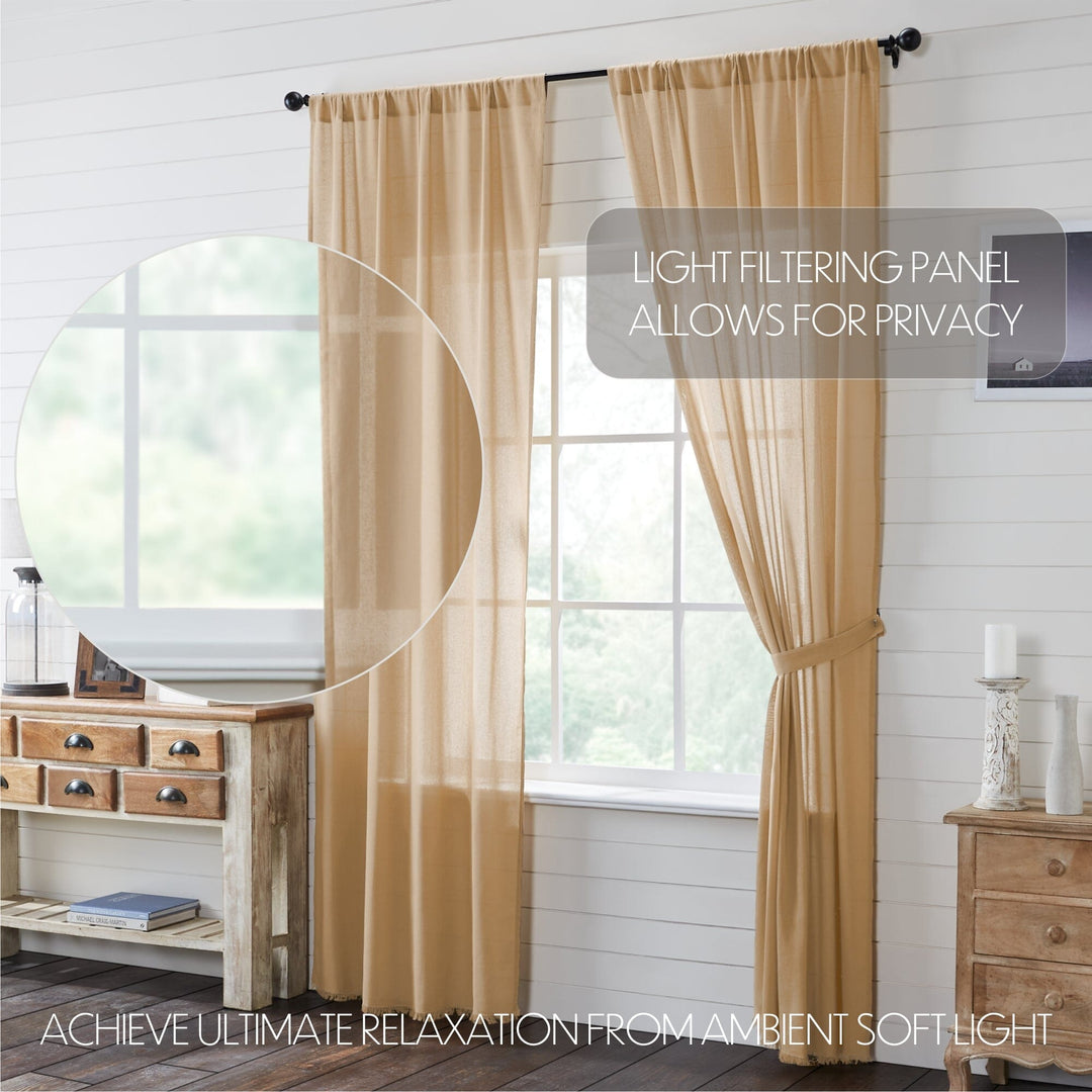 tobacco cloth panels Khaki Fringed Panel Curtains 96
