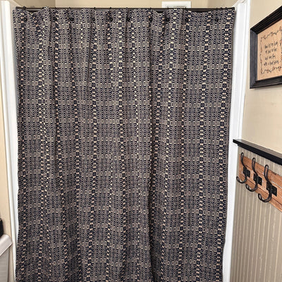 Wentworth Navy and Linen Woven Shower Curtain - Primitive Star Quilt Shop