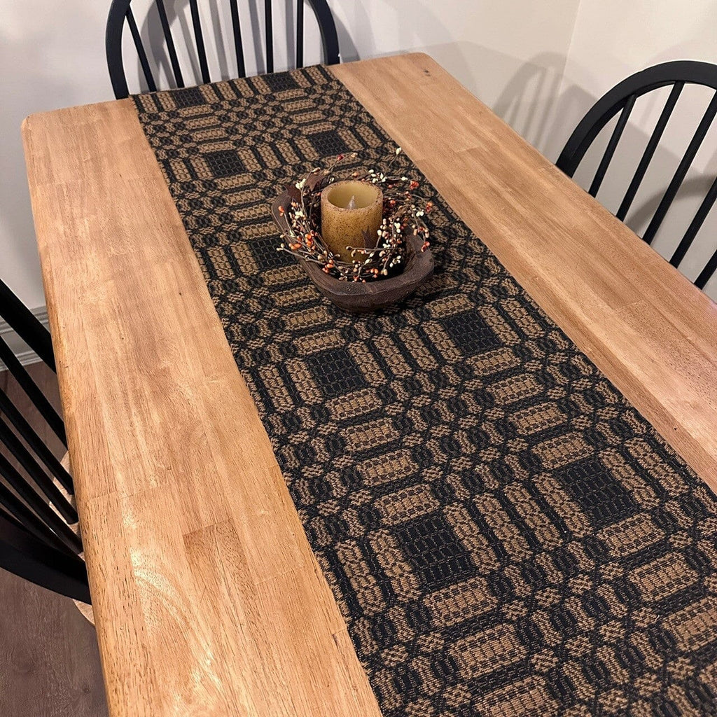 Westbury Black and Mustard Woven Table Runner 56