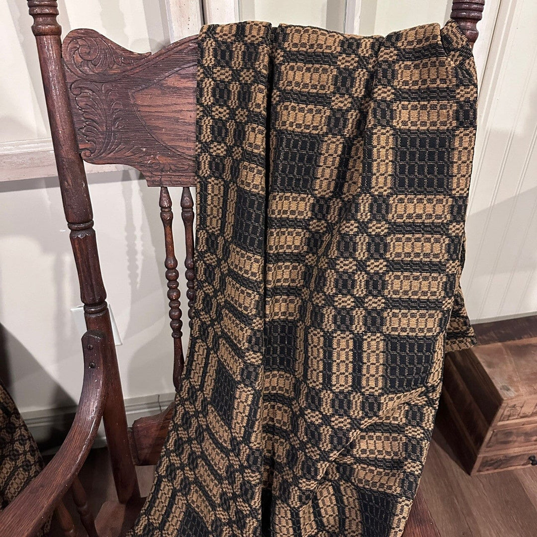 GARA × blackmeans QUILT STOLE Westbury-Black-and-Mustard-