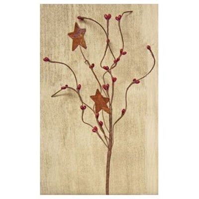 Burgundy Pip Berry & Star Pick - 12" - Primitive Star Quilt Shop