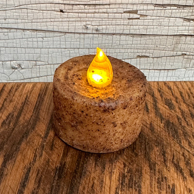 Grungy Battery Timer Tea Light Candle - Burnt Ivory - Primitive Star Quilt Shop