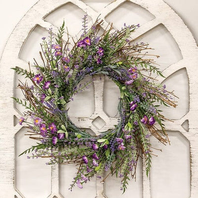 Lilac & Lavender Blossoms Twig Wreath - Primitive Star Quilt Shop