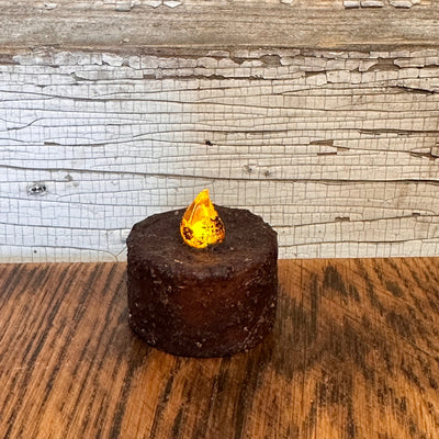 Grungy Battery Timer Tea Light Candle - Burnt Mustard - Primitive Star Quilt Shop