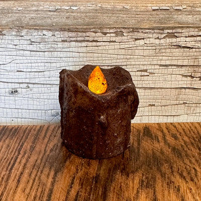 Mini Dripped Battery Timer Votive Candle - Burnt Mustard - Primitive Star Quilt Shop