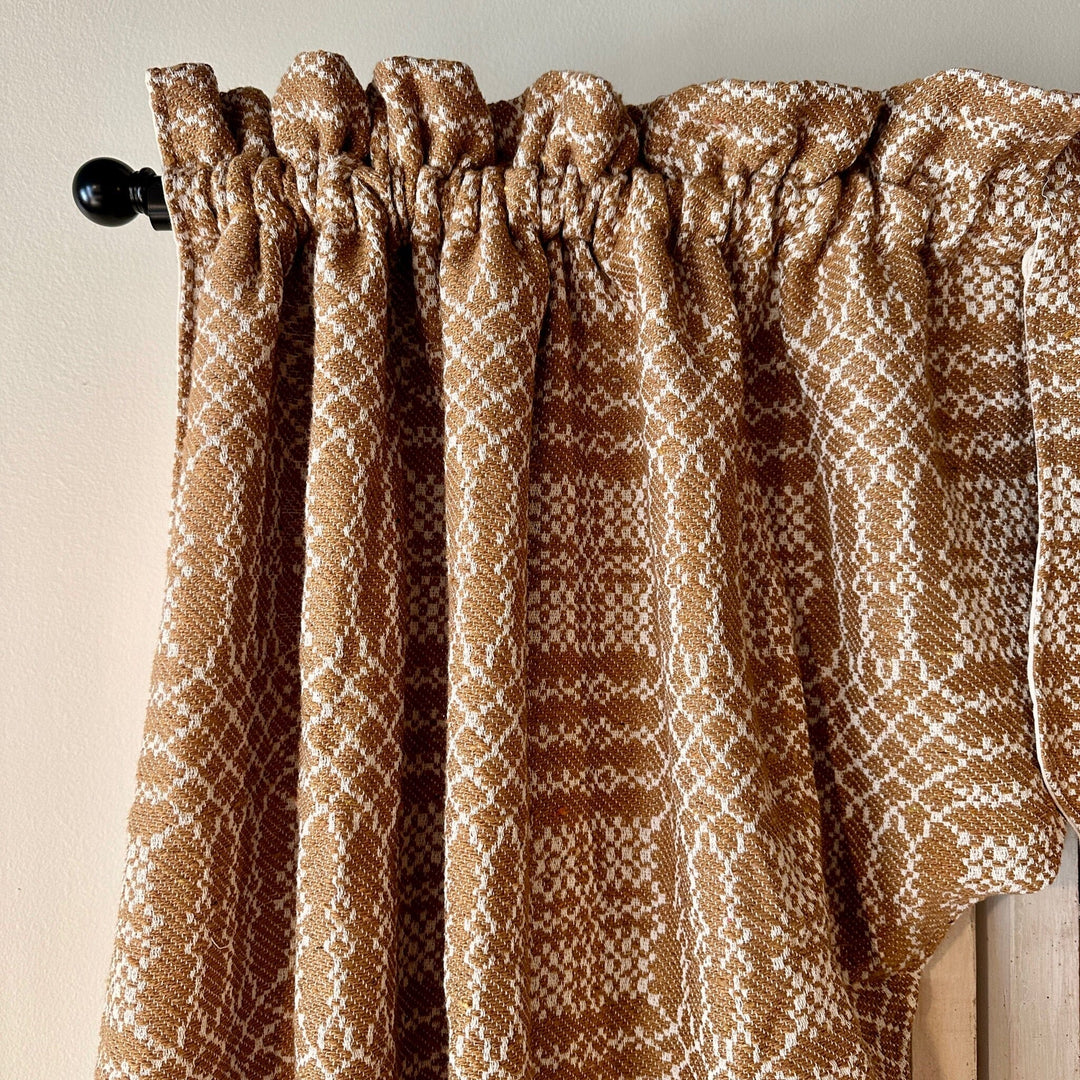Pine Creek Nantucket Mustard and Creme Woven Lined Swag Curtains 63