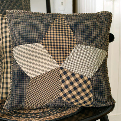 Farmhouse Star Quilted Pillow 16" Filled - Primitive Star Quilt Shop