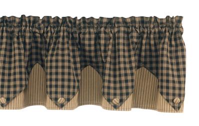 Park Designs Sturbridge Black Pointed Lined Valance 72