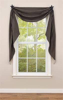 Sturbridge Black Lined Fishtail Swag Curtain - Primitive Star Quilt Shop