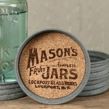 Mason Jar Logo Lid Coaster - Set of 4 - Primitive Star Quilt Shop
