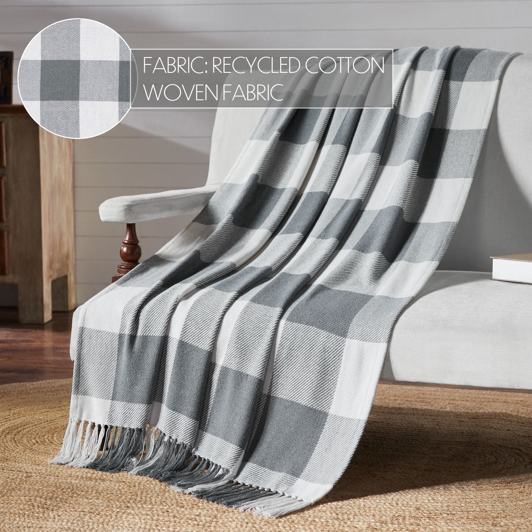 Annie Grey Buffalo Check Woven Throw
