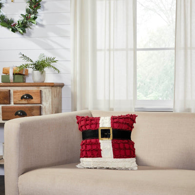 Kringle Chenille Santa Suit Pillow 12" - Primitive Star Quilt Shop