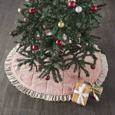 Sawyer Mill Red Ticking Stripe Tree Skirt 48" - Primitive Star Quilt Shop