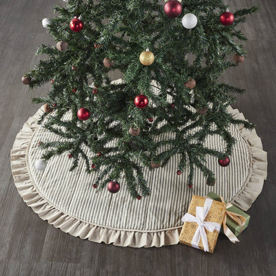 Sawyer Mill Charcoal Ticking Stripe Tree Skirt 48" - Primitive Star Quilt Shop