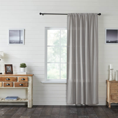 Burlap Dove Grey Single Panel Curtain 96" - Primitive Star Quilt Shop