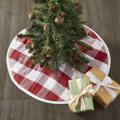 Annie Red Buffalo Check Tree Skirt 24" - Primitive Star Quilt Shop