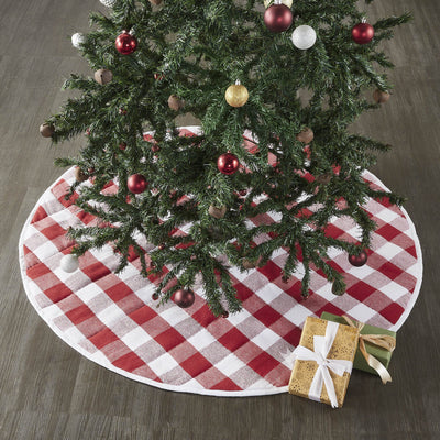 Annie Red Buffalo Check Tree Skirt 48" - Primitive Star Quilt Shop