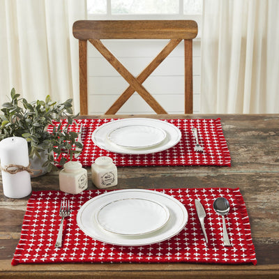 Gallen Red Fringed Placemats - Set of 2 - Primitive Star Quilt Shop