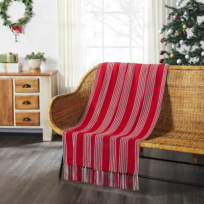 Arendal Red Stripe Woven Throw - Primitive Star Quilt Shop