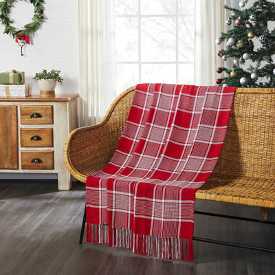 Eston Red Plaid Woven Throw - Primitive Star Quilt Shop