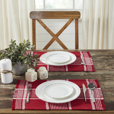 Eston Red Plaid Fringed Placemats - Set of 2 - Primitive Star Quilt Shop