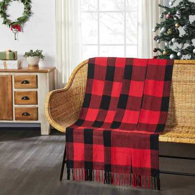 Harper Red Check Woven Throw - Primitive Star Quilt Shop