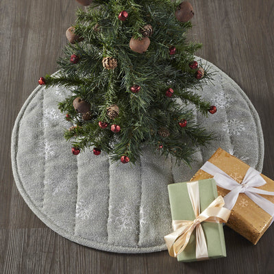 Yuletide Burlap Dove Grey Tree Skirt 24" - Primitive Star Quilt Shop