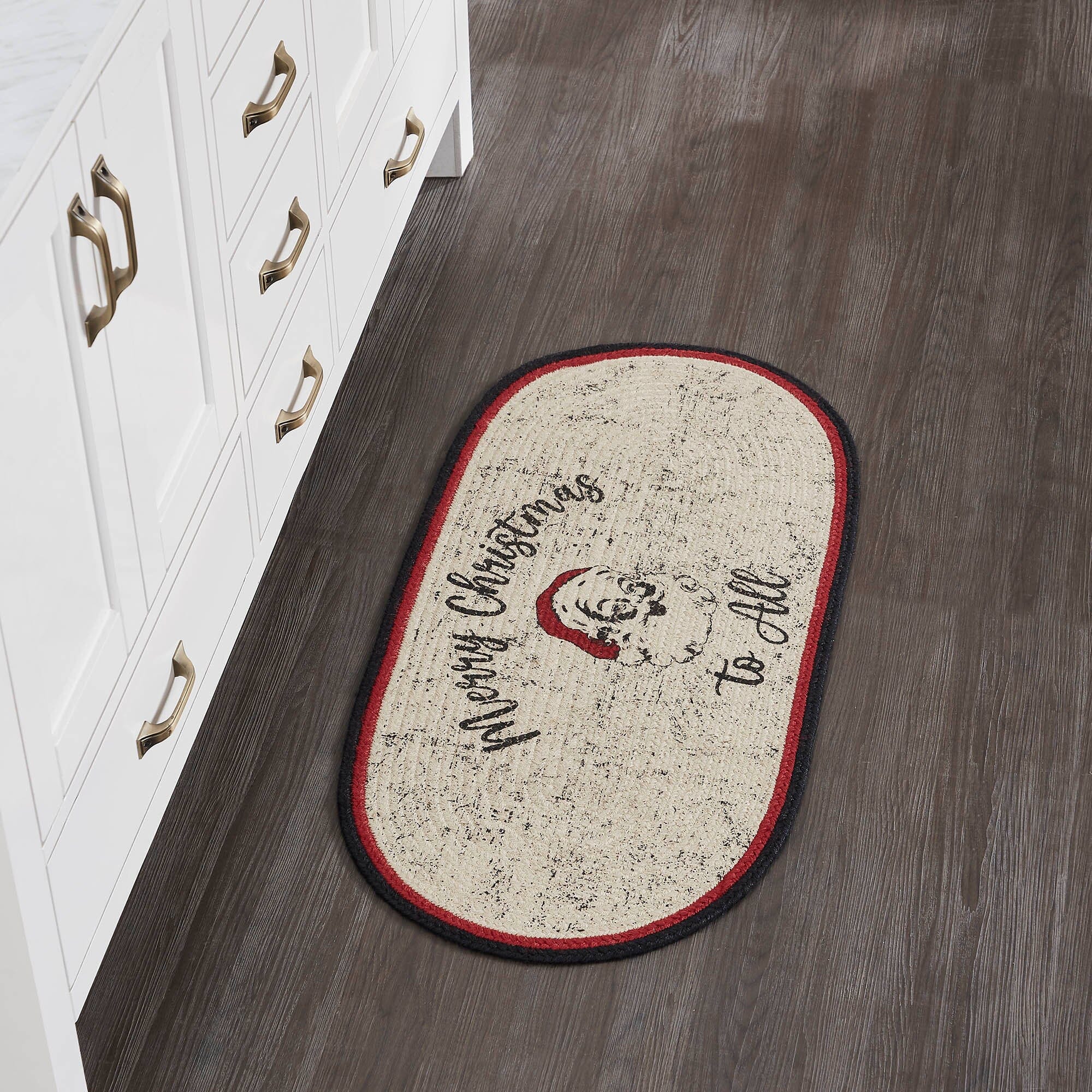 Jolly Ole Santa Oval Braided Rug 17x36