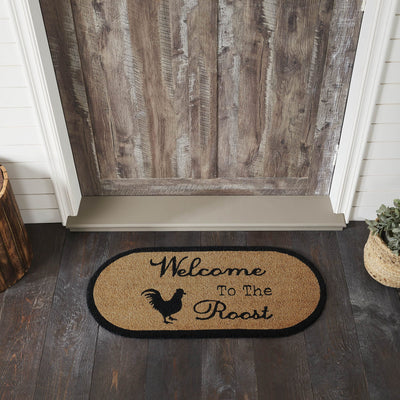 Down Home Welcome to the Roost Coir Oval Rug 17x36" - Primitive Star Quilt Shop