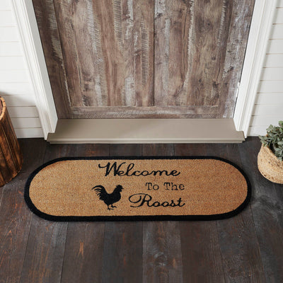 Down Home Welcome to the Roost Coir Oval Rug 17x48" - Primitive Star Quilt Shop