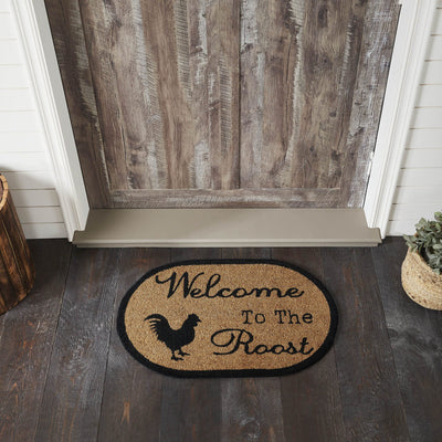 Down Home Welcome to the Roost Coir Oval Rug 20x30" - Primitive Star Quilt Shop