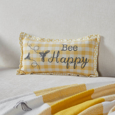 Buzzy Bees "Bee Happy" Pillow 7x13" - Primitive Star Quilt Shop
