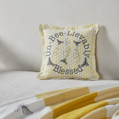 Buzzy Bees "Un-Bee-Lievably Blessed" Small Pillow 9" - Primitive Star Quilt Shop