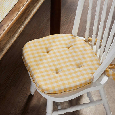 Golden Honey Check Chair Pad 16.5x18" - Primitive Star Quilt Shop