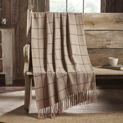 Connell Burgundy Windowpane Woven Throw - Primitive Star Quilt Shop