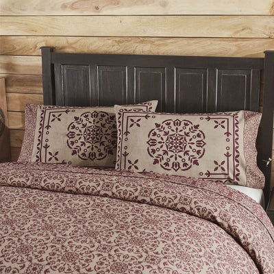 Custom House Burgundy Standard Pillow Case - Set of 2 - Primitive Star Quilt Shop