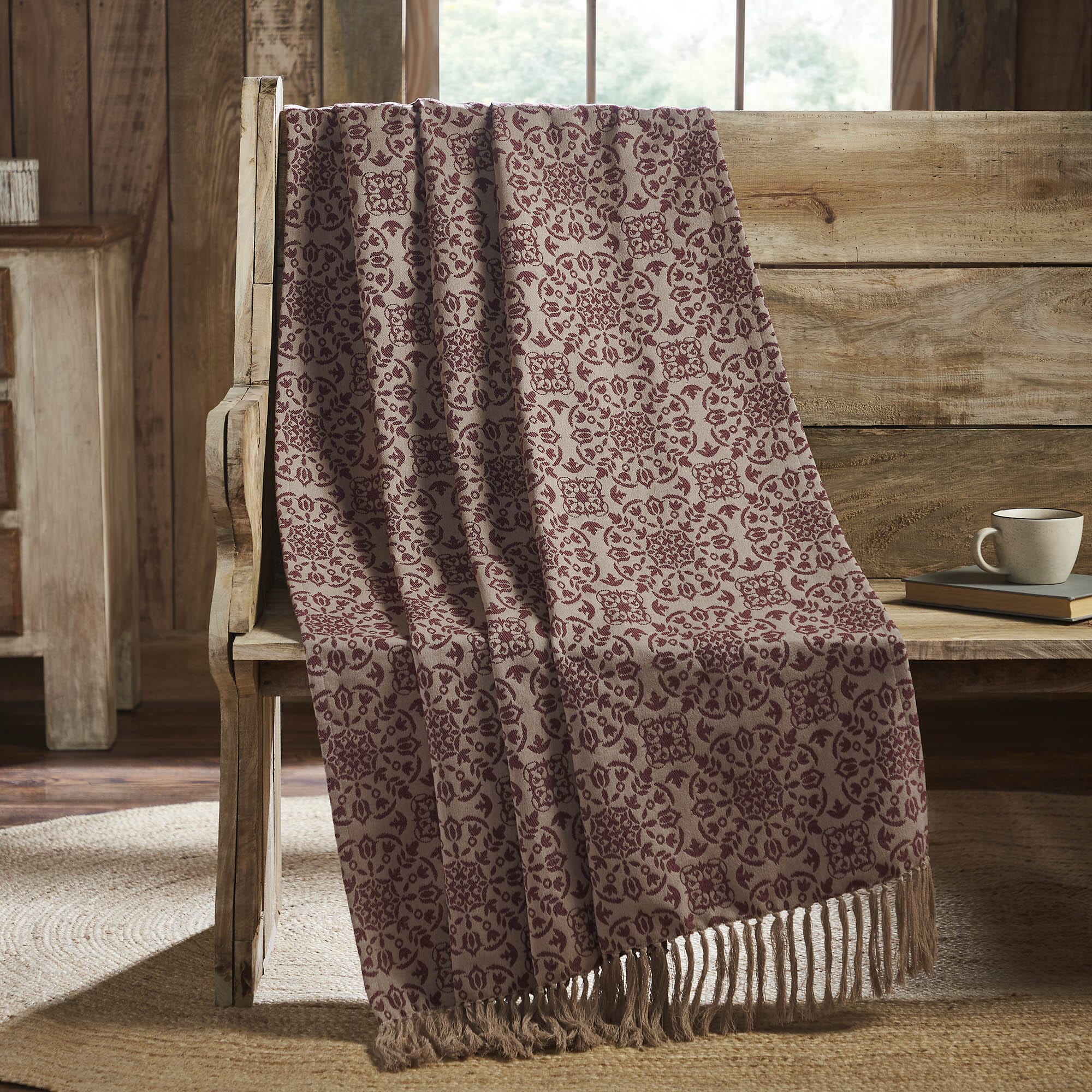 Custom House Burgundy Woven Throw