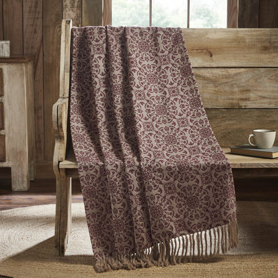 Custom House Burgundy Woven Throw - Primitive Star Quilt Shop