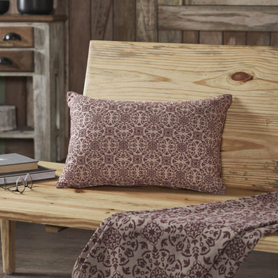 Custom House Burgundy Woven Pillow 14x22" - Primitive Star Quilt Shop