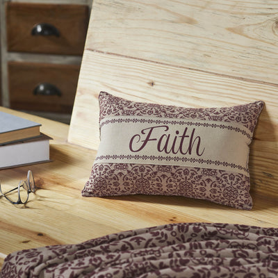 Custom House Burgundy Woven "Faith" Pillow 9.5x14" - Primitive Star Quilt Shop