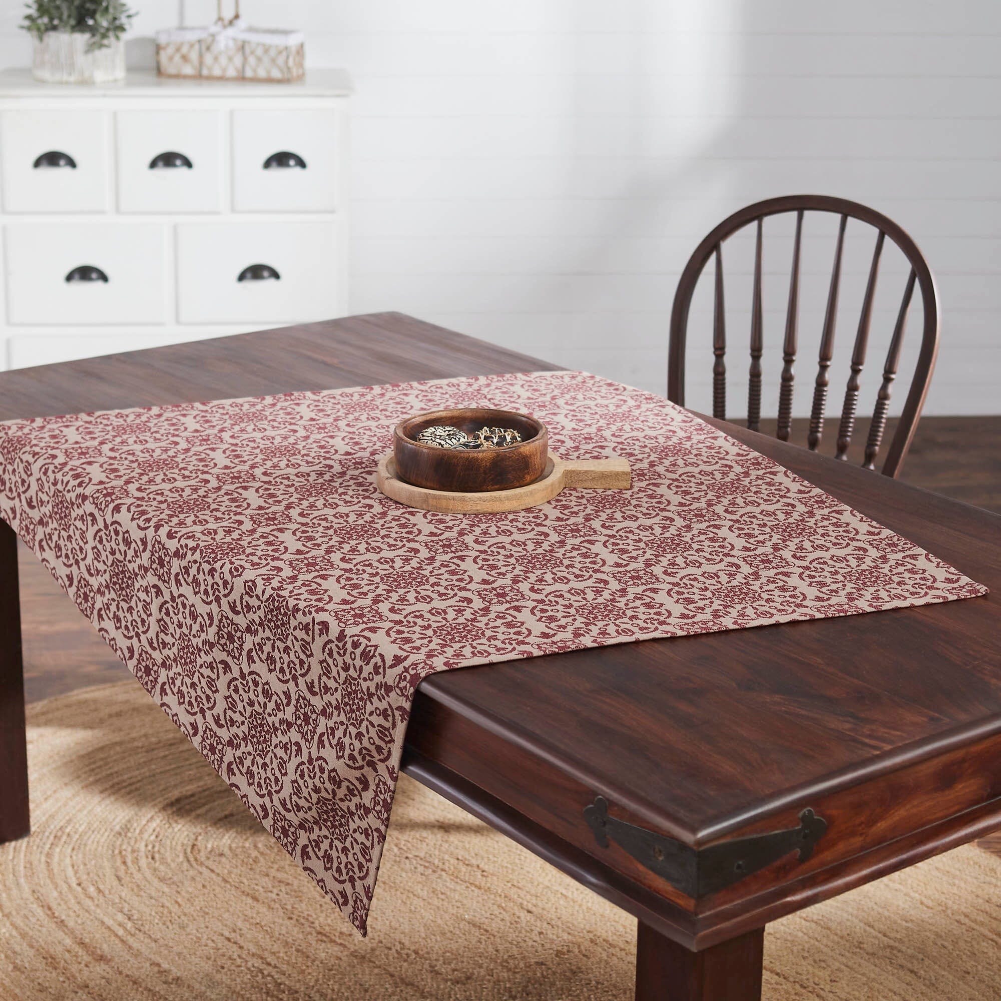 Custom House Burgundy Woven Table Topper 42x42