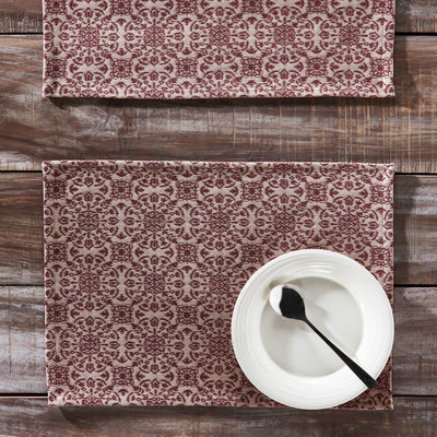 Custom House Burgundy Woven Placemat - Set of 2 - Primitive Star Quilt Shop