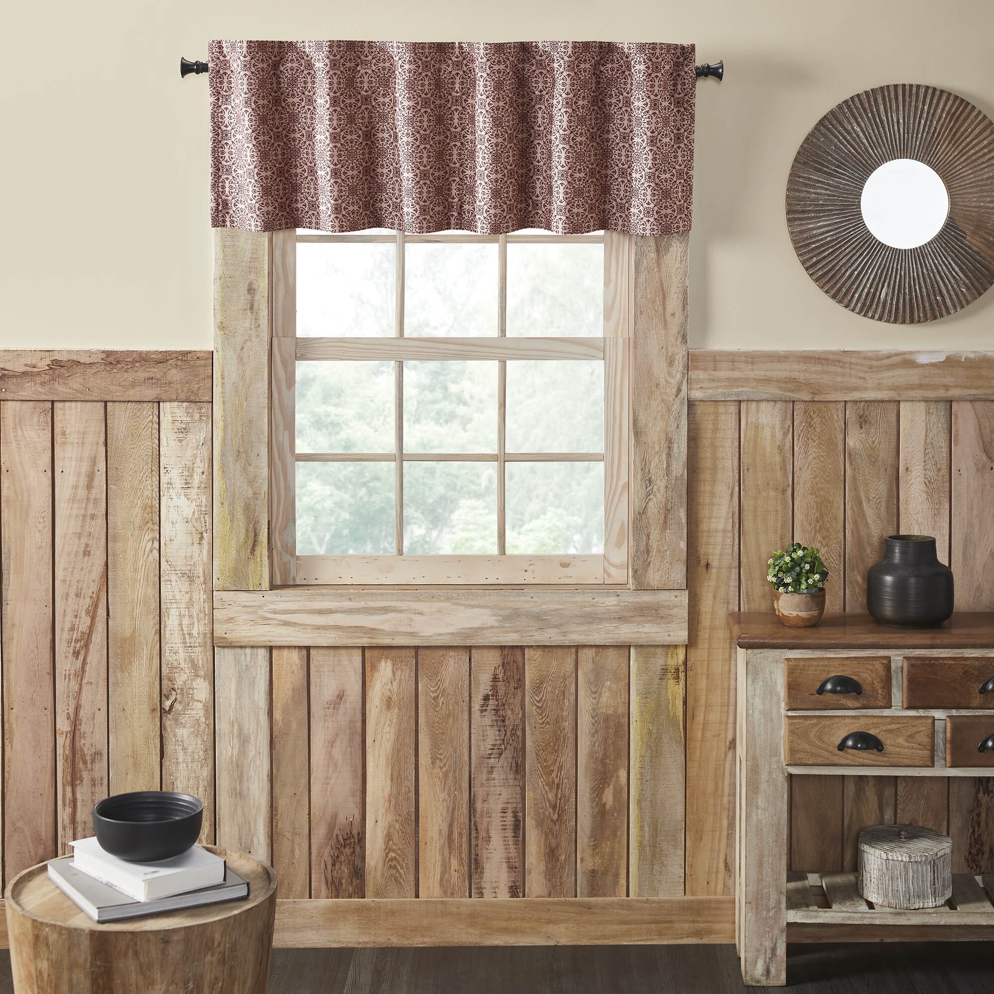 Custom House Burgundy Woven Lined Valance 60
