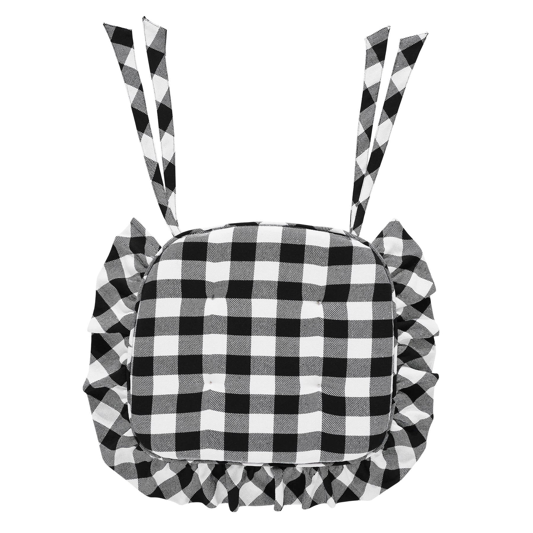 Annie Black Buffalo Check Ruffled Chair Pad