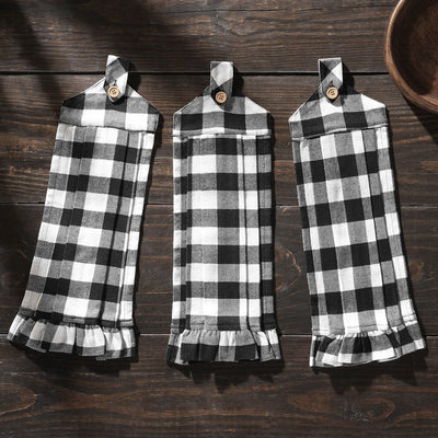 Annie Black Buffalo Check Button Loop Tea Towels - Set of 3 - Primitive Star Quilt Shop