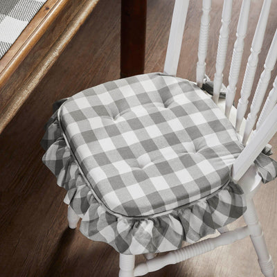 Annie Grey Buffalo Check Ruffled Chair Pad 16.5x18" - Primitive Star Quilt Shop