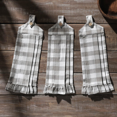 Annie Grey Buffalo Check Button Loop Tea Towels - Set of 3 - Primitive Star Quilt Shop