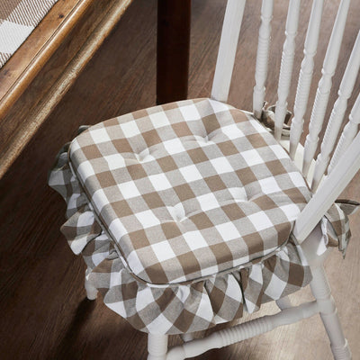 Annie Portabella Buffalo Check Ruffled Chair Pad 16.5x18" - Primitive Star Quilt Shop